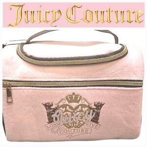 Juicy Couture Heritage Rhinestone Signature Logo Velour Hanging Cosmetic Bag